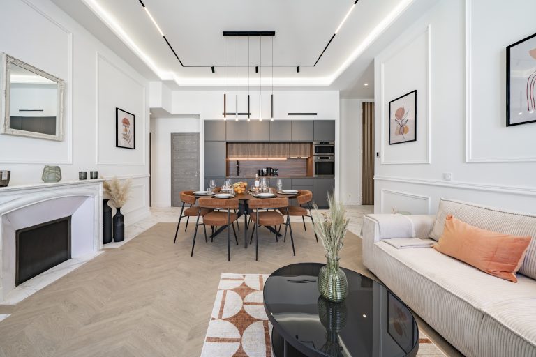 Espace de vie, vue cuisine de l'appartement