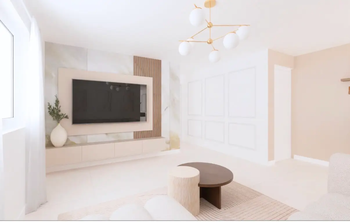 Salon, rendu 3D, appartement Jean à Cannes